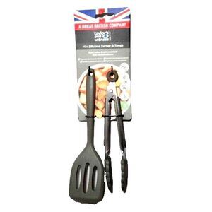 Taylor's Eye Witness Turner & Tongs Mini Silicone Grey Handles 8.25 inches NEW